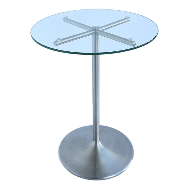 Metal Glass Side Drinks Table, Modern Minimalist, Circa Late 20th Century For Sale