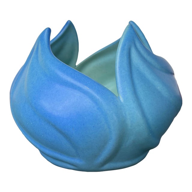 Artus Van Briggle Art Deco Green Glazed Lotus Flower Bud Shaped Art Pottery Bowl For Sale