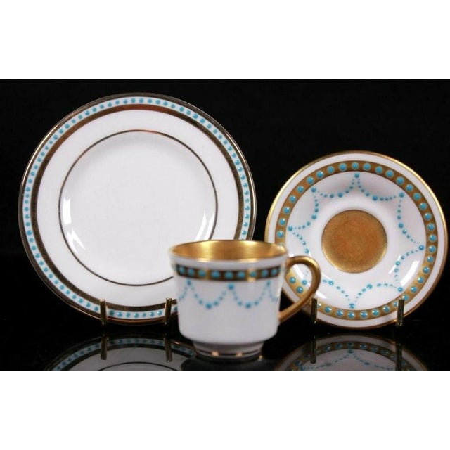 Jewelled Miniature Porcelain Cup, Saucer and Plate by Ken Russell, 1980s, Set of 3 For Sale - Image 3 of 8