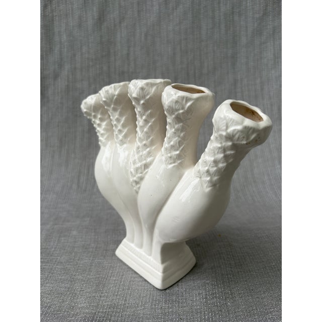 Vintage White Five Finger Vase For Sale - Image 4 of 16