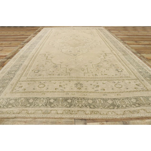 Textile Muted Vintage Turkish Oushak Rug - 07'05 X 13'08 For Sale - Image 7 of 9