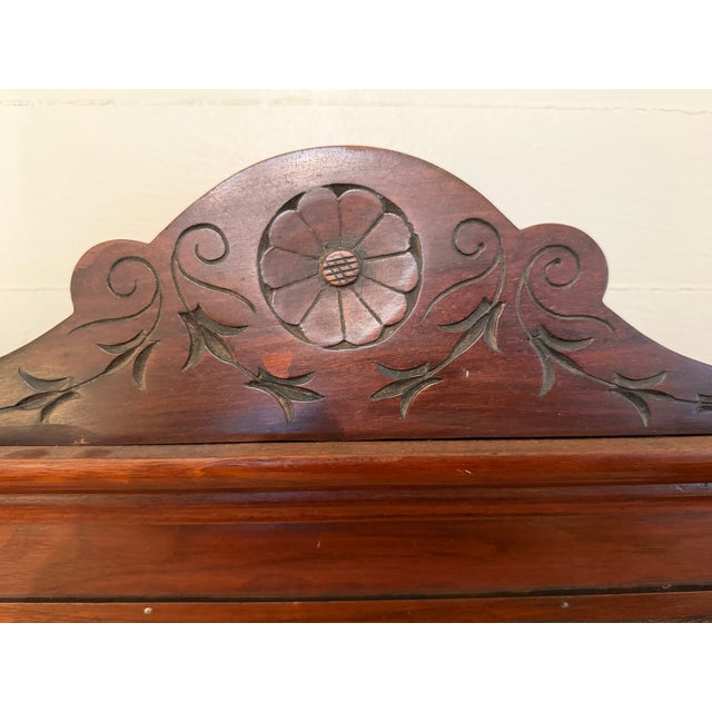 Mid 19th Century Antique English Walnut Dresser With Marble Top and Green Tile Backsplash For Sale - Image 5 of 10