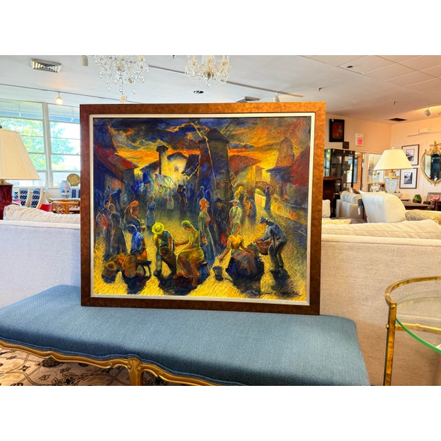 Stunning original signed Emille Lindenfeld painting from well listed artist features an abstract subject and combines...