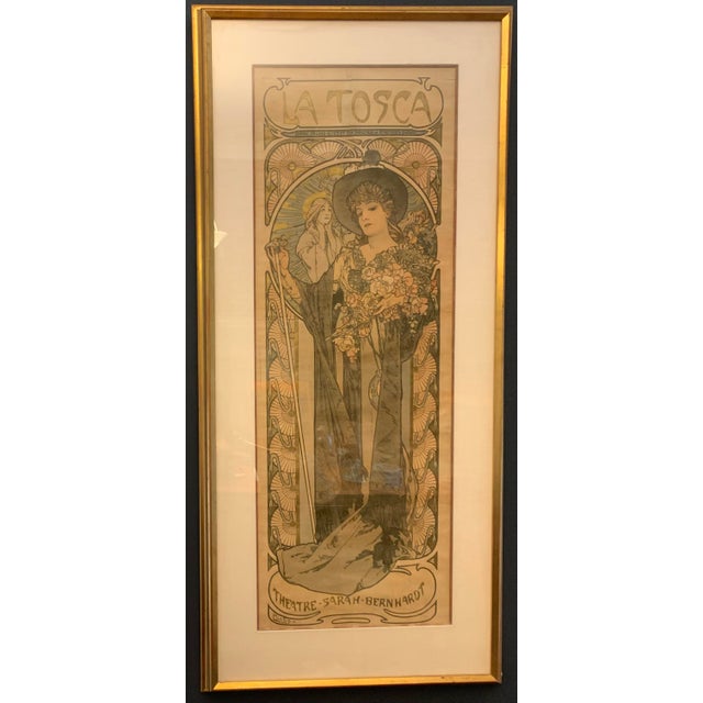 Art Deco Early 20th Century Art Nouveau Poster in Wood Frame For Sale - Image 3 of 4