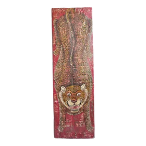 Vintage Painted Red Leopard Panel