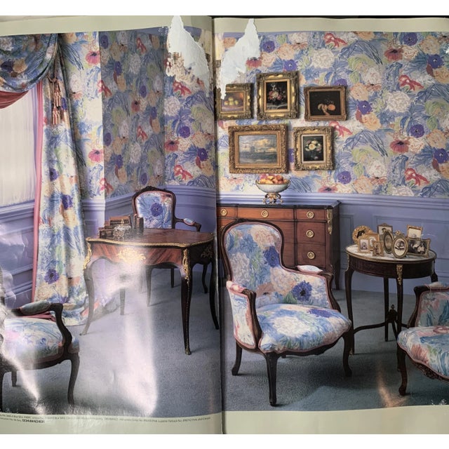 Vintage Schumacher Wallpaper from their Chantilly Collection circa 1986-1987. Pattern: Lindau Turquoise and Magenta...