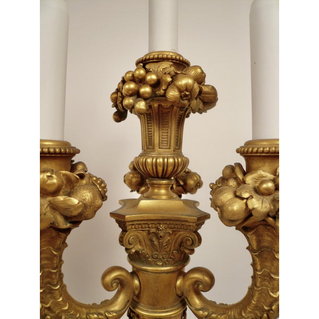 Pair Gilt Bronze Neo-Classical Candelabra Lamps Signed E. F, Caldwell For Sale - Image 11 of 12