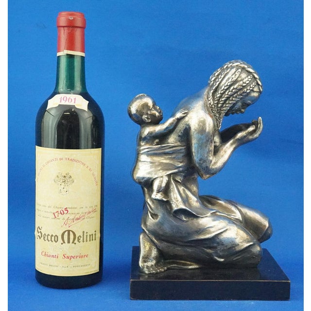 Enrico Bartoli, Sculpture of Maternity, 1800s, Ceramic Finished in Silver For Sale - Image 11 of 18