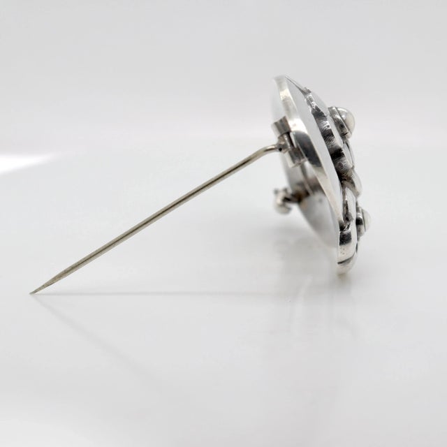 Vintage Early Georg Jensen Sterling Silver Flower Brooch No. 28, 1925-1930 For Sale - Image 12 of 12