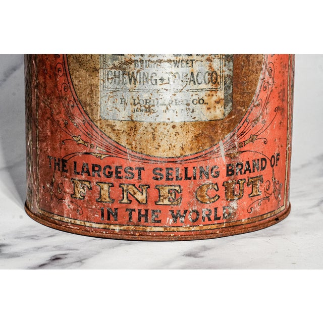 Neat Large Antique Tiger Chewing Tobacco Tin Country Store Advertising Display Can Americana Tobacciana General Store Home Decor For Sale - Image 11 of 16