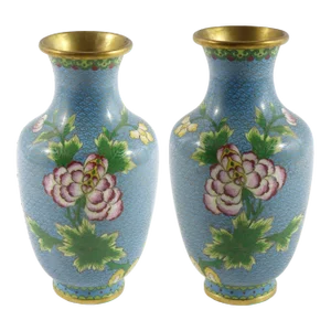 A Pair of Antique Chinese Cloisonne Vases -