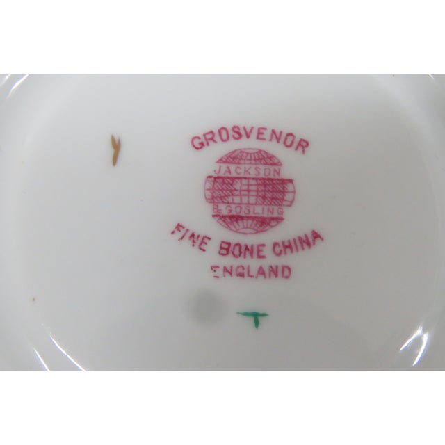 Grosvenor English Jackson Gosline Bone China Set of Tea Cup and Saucer 4658b For Sale - Image 9 of 13