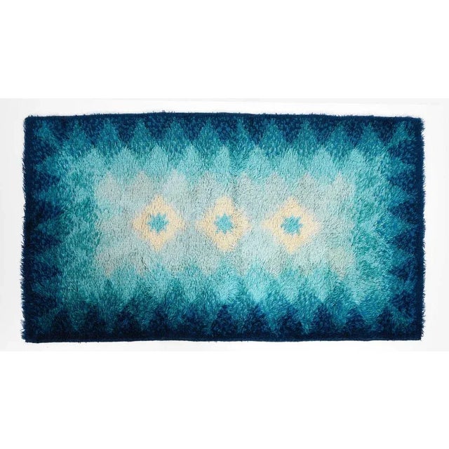 Textile Mid-Century Italian Blue and White Pure Virgin Wool Rug from Samit Borgosesia, 1970s For Sale - Image 7 of 8