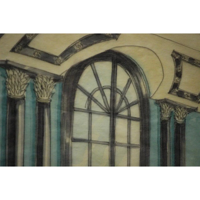 Traditional "Salon Interior" Watercolour Painting For Sale - Image 3 of 6