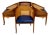 1970s Set of 4 Bent Oak & Cane Tub Chairs on Casters W/ Royal Blue Cushions in the Manner of Ward Bennett For Sale