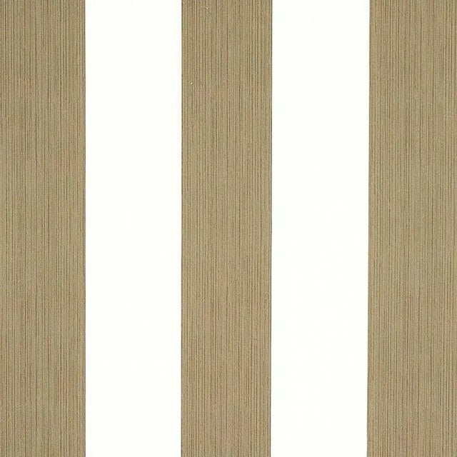 Schumacher Edwin Stripe Wide Wallpaper in Mushroom For Sale