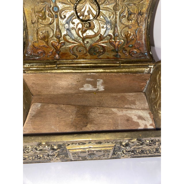 Brass Brass Jewelry Casket. Antique 1900s German Brass Jewelry Casket For Sale - Image 8 of 12