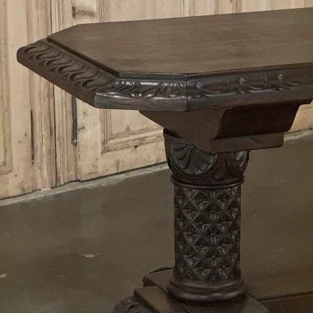 Coffee 19th Century French Gothic Revival Library Table For Sale - Image 8 of 12