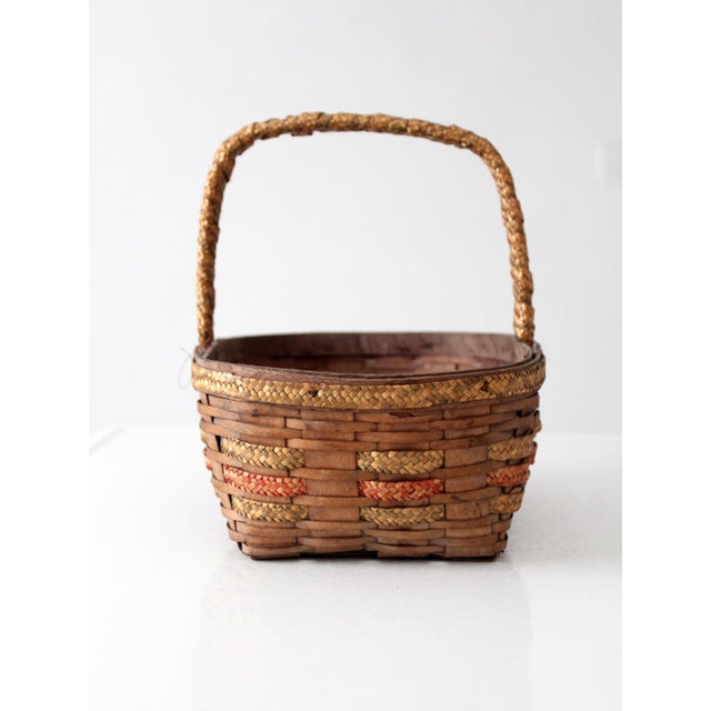 Vintage Woven Gathering Basket For Sale - Image 4 of 14