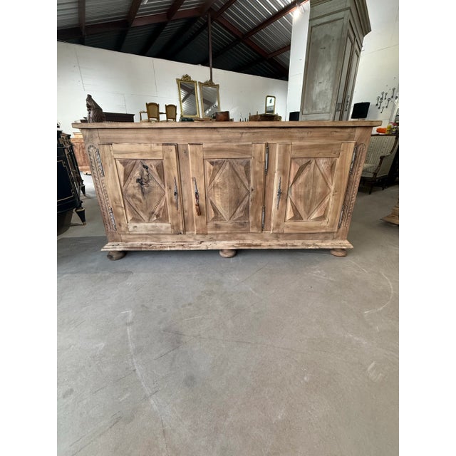 Tan 18th Century French Louis XIII Style Diamond Shape Solid Walnut Bleached Sideboard / Buffet. For Sale - Image 8 of 12