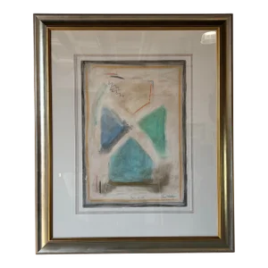 Large - Vintage "Fusin B. 61" Mixed Media Expressionist Abstract Painting - Signed