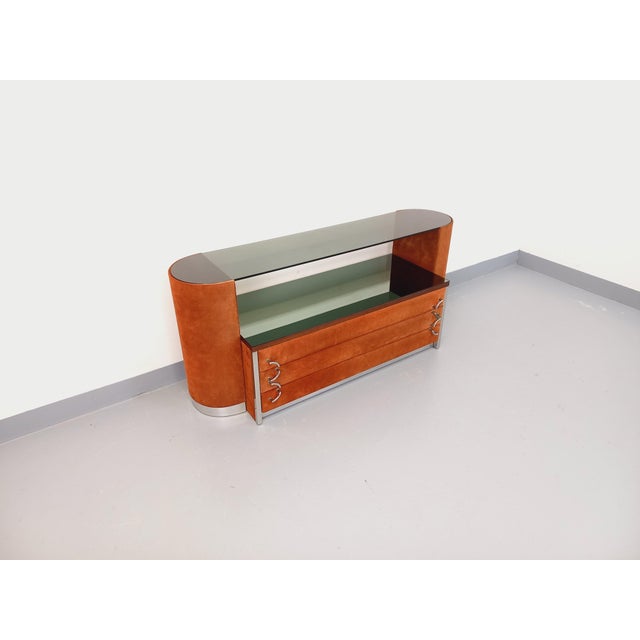 Vintage Italian Dressing Table in Suede Velvet, 1970s For Sale - Image 12 of 18