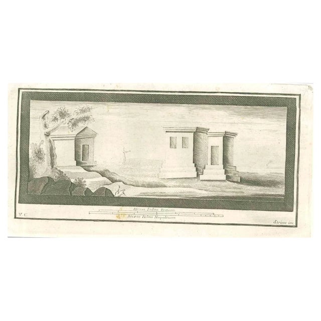 Fernando Strina, Roman Temple Fresco, Etching, 18th Century For Sale