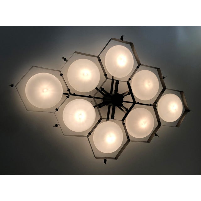 21st Century Beehive Satin Black Nickel Matte White Murano Flush Mount by Fabio LTD For Sale - Image 9 of 9