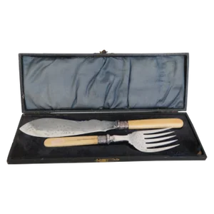 G S Earbey England Silverware Set Silver Plated Fish Servers in Case