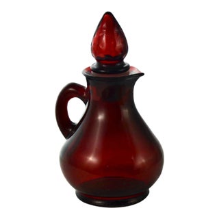 Mid 20th Century Red Ruby Glass Cruet Pitcher For Sale