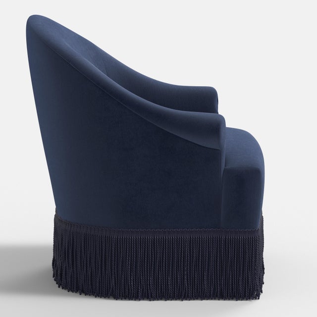 Transitional Stoffer Home x Cloth & Company Marie Swivel Chair in Performance Velvet Ocean For Sale - Image 3 of 7