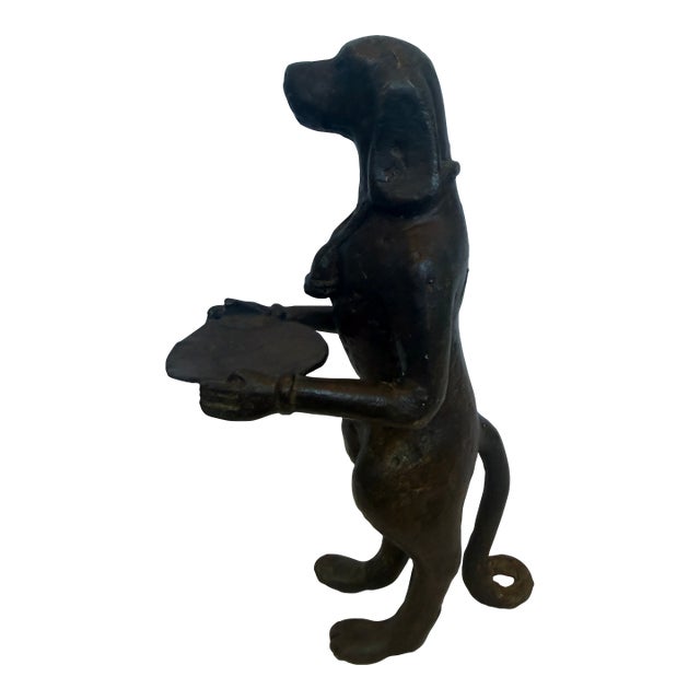 1930s Cast Iron Hound Dog Small Butler For Sale