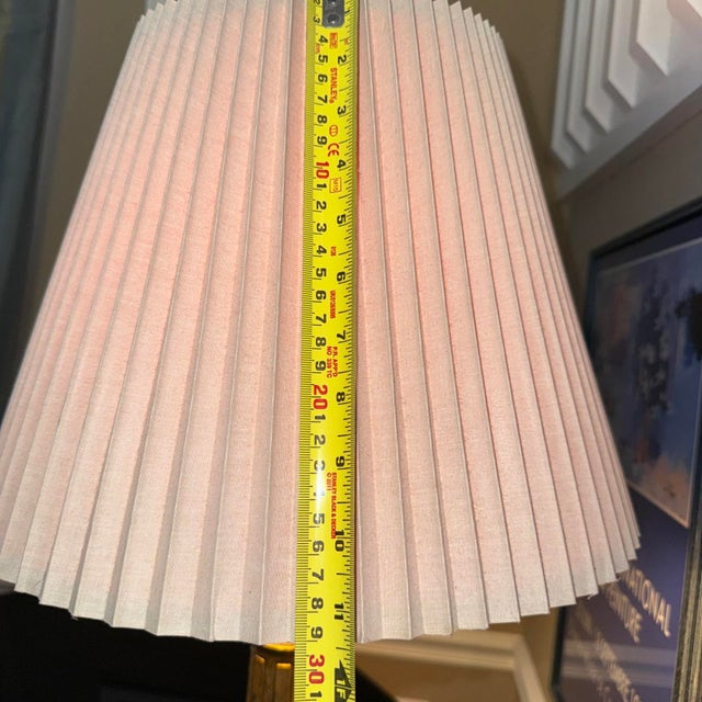 Vintage Brass Stiffel Hollywood Regency Table Lamp MCM 26” Tall 11.5” With Original Silk Shantung Pleated Shade. For Sale - Image 14 of 15