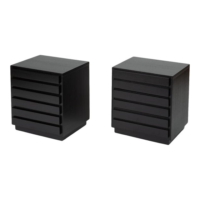 Pair of Ebonized Three-Drawer Nightstands by American of Martinsville For Sale