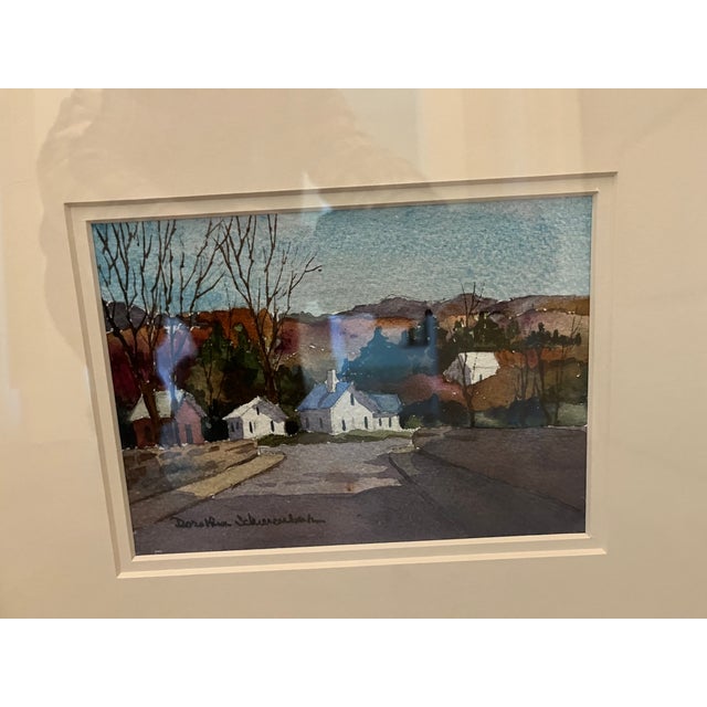 Traditional Framed Original Watercolor : “New England Village” 17 X 15 For Sale - Image 3 of 4