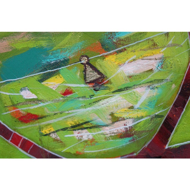 Textile "Journey Through the Hills" - Mid 20th Century Original Oil Painting on Canvas Signed on the Bottom, Framed For Sale - Image 7 of 8