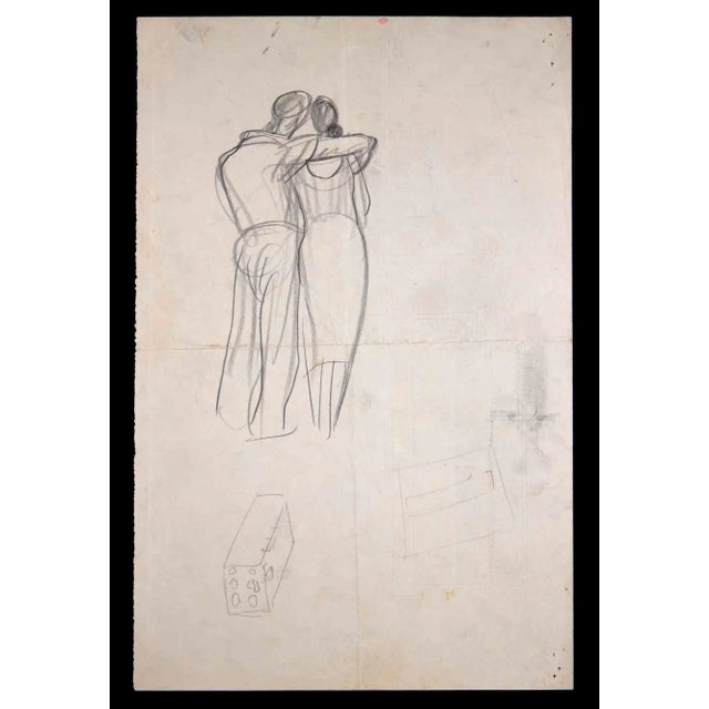 Couple Sketches, Original Drawing, Mid 20th-century For Sale - Image 3 of 3