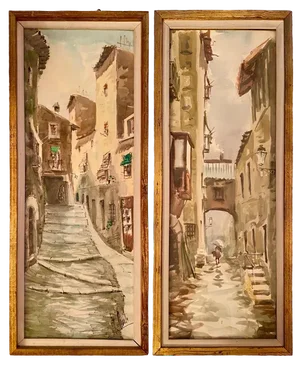 Balearic Village, 1960, Aquatints, Set of 2