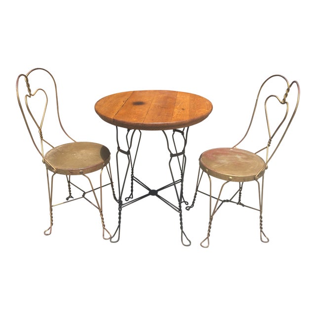 Antique Ice Cream Parlor Table 2 Chairs Chairish