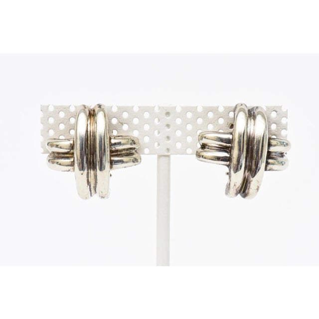 Tiffany Sterling Silver Criss Cross Lever Back Earrings 1990's Pair Of For Sale In Miami - Image 6 of 12
