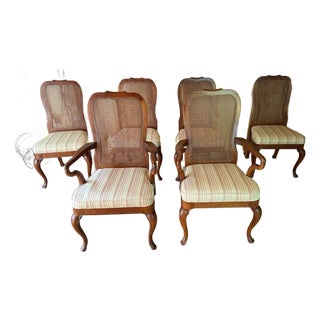 Late 20th Century Henredon French Provincial Style Cane Back Dining Chairs - Set of 6 For Sale