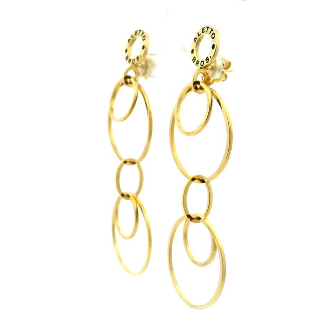 1980s Pair of itlaian Aletto Brothers 18k Gold Long Link Drop Earrings For Sale - Image 13 of 13