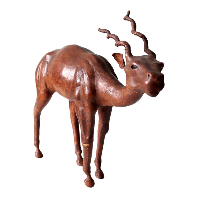 Vintage Leather Antelope Figure For Sale