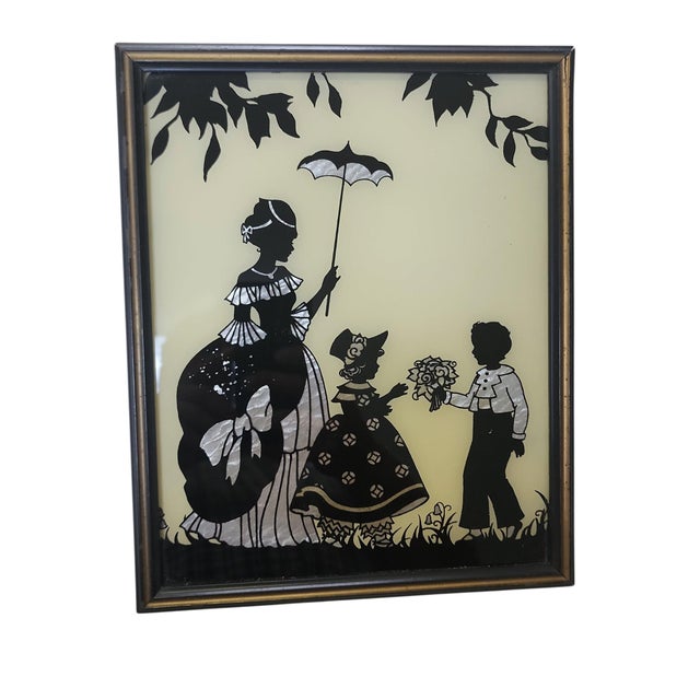 1930s Quintet of Reverse Painted Glass Silhouettes For Sale - Image 10 of 11