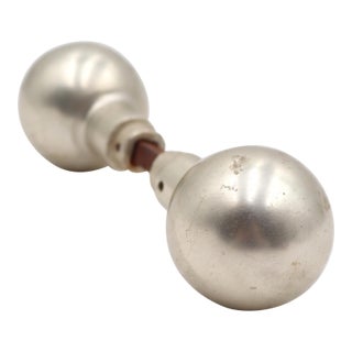 Pair of Modern Brushed Chrome Brass Ball Passage Door Knobs For Sale