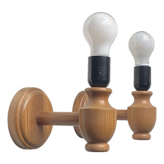 Vintage Nordic Wall Sconces in Oregon Pine, 1980s, Set of 2 For Sale