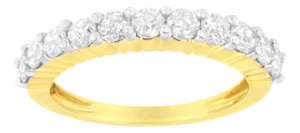IGI Certified 1.0 Cttw Diamond 10K Yellow Gold Prong Set Fluted Band Style Wedding Ring (J-K Color, I1-I2 Clarity) - Size 8