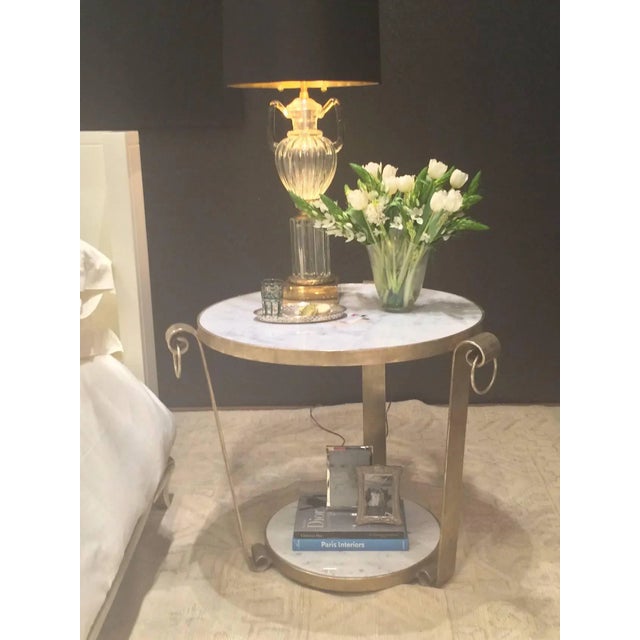 White Gold Leaf & Marble Wrought Iron Table For Sale - Image 5 of 7