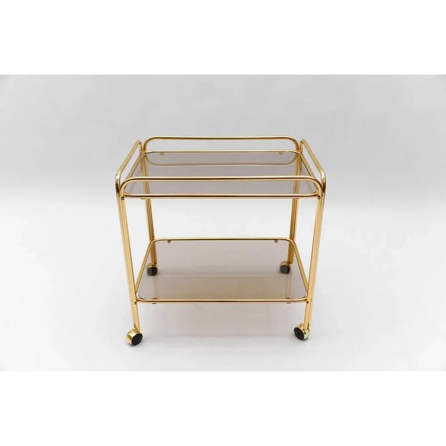 Gold Mid-Century Modern Brass Bar Cart, France, 1960s For Sale - Image 8 of 12