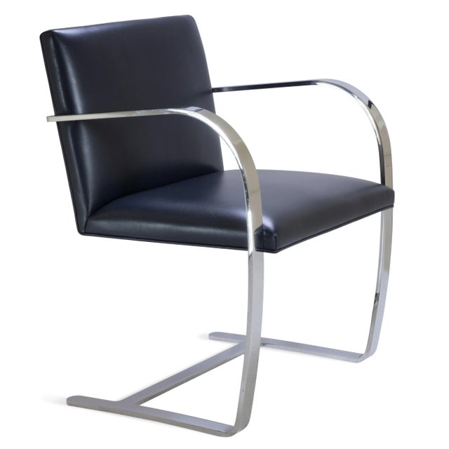 Brno Flat-Bar Chair in Original Navy Leather For Sale In New York - Image 6 of 6